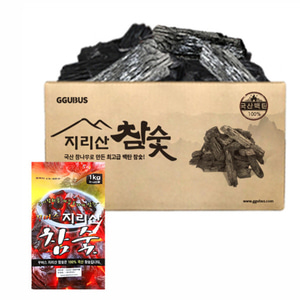 꾸버스 지리산참숯 1kg 12봉 1BOX 펜션 식당 업소용 캠핑 바베큐숯 구이용숯 국산백탄